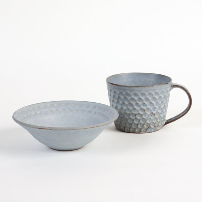 【越前焼】印花小鉢 青