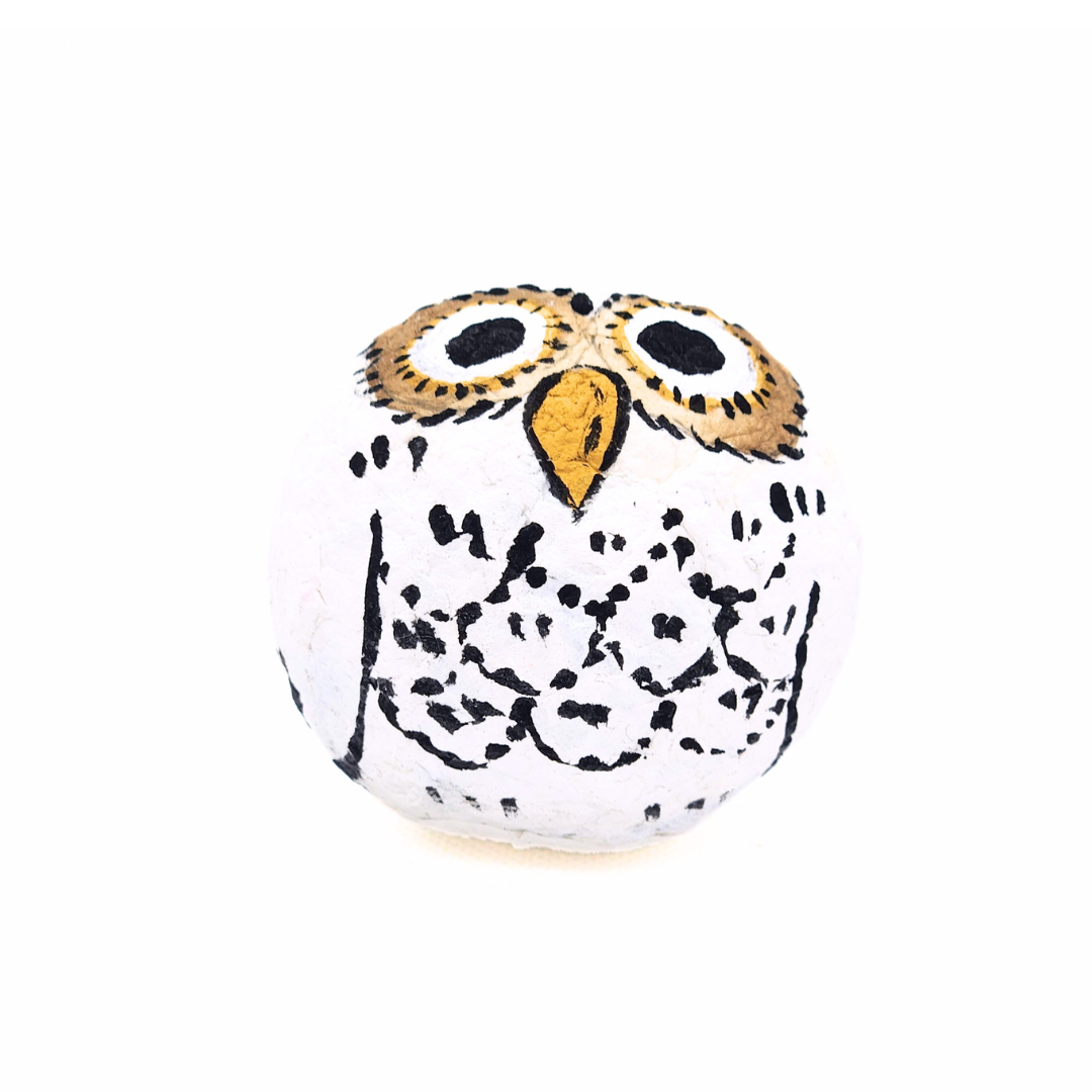 【越前和紙】手漉き和紙おきあがりこぼし　フクロウ-白-