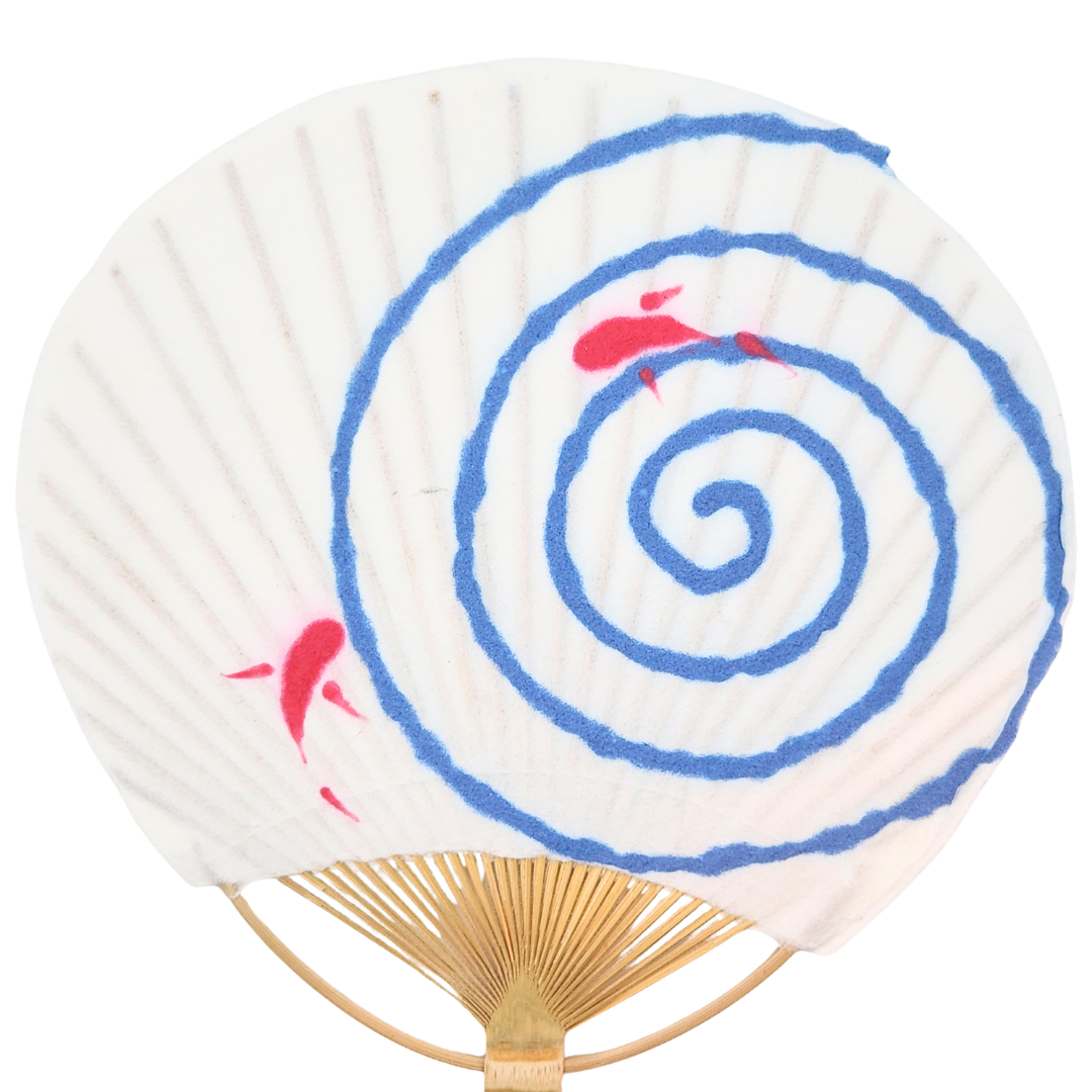 【越前和紙】手漉きうちわ大 　金魚　波紋