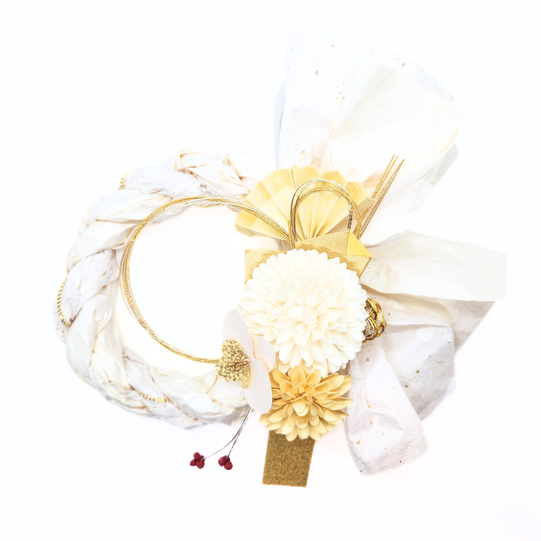 【越前和紙】お正月飾り 鶴丸絞-白鶴-