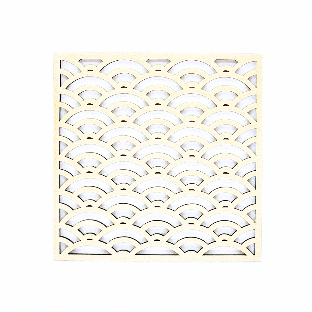 【越前箪笥】縁起柄コースター  -白金-（青海波）