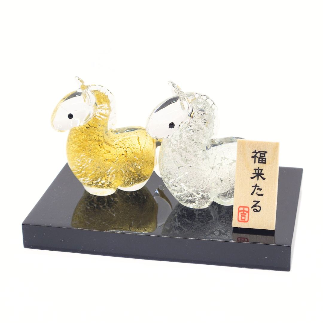 硝子飾り「金銀ペア午」