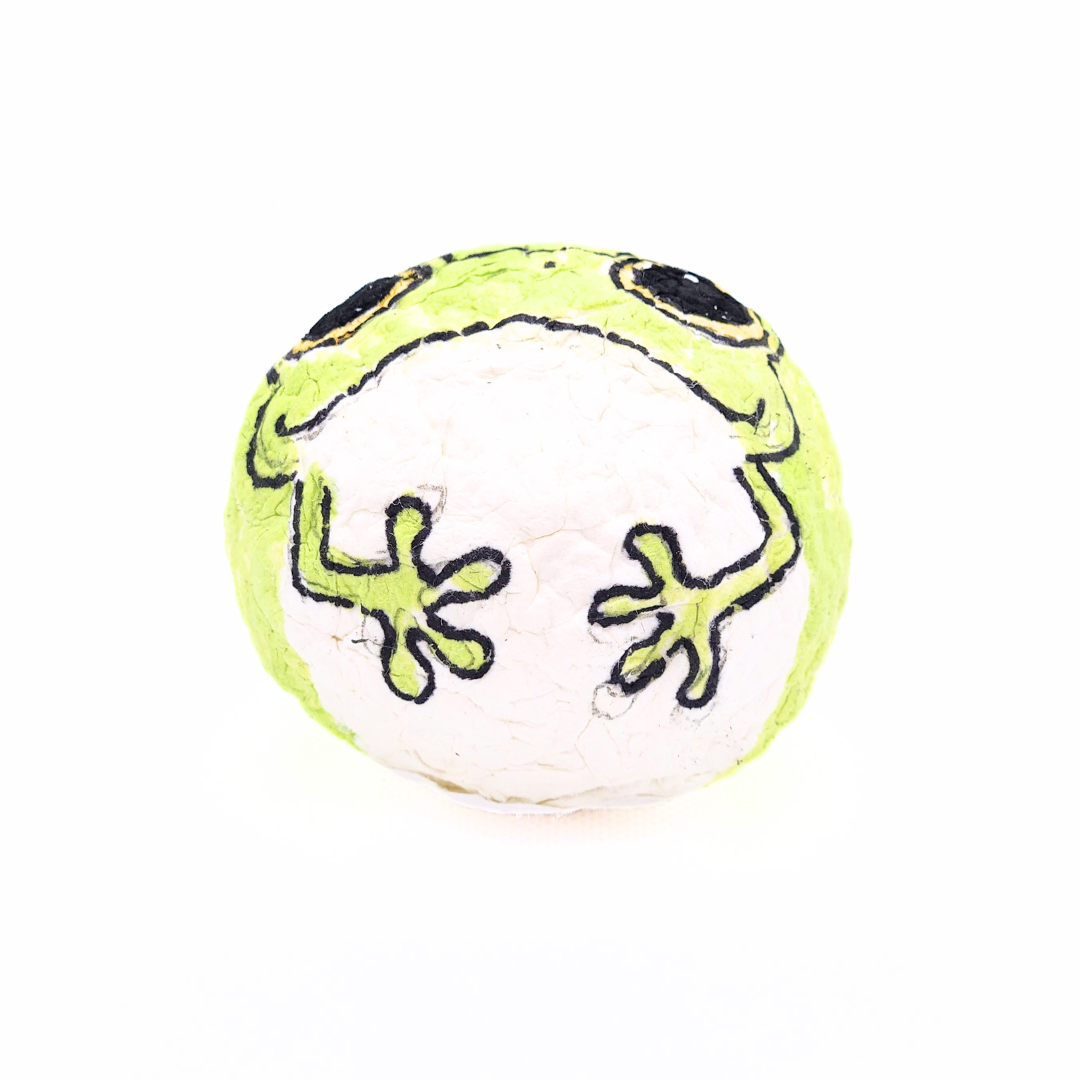 【越前和紙】手漉き和紙おきあがりこぼし　かえる-黄緑-