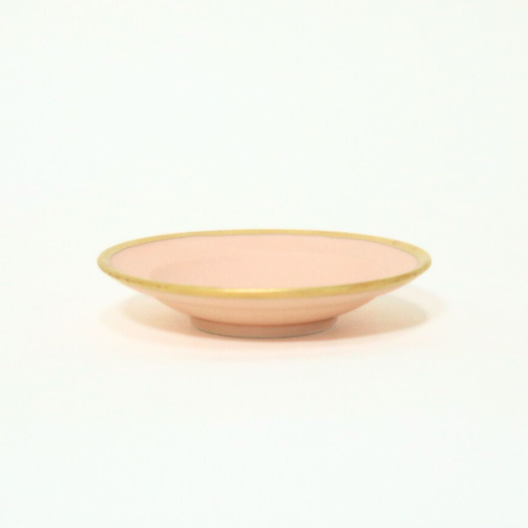 豆皿 金縁  マットピンク