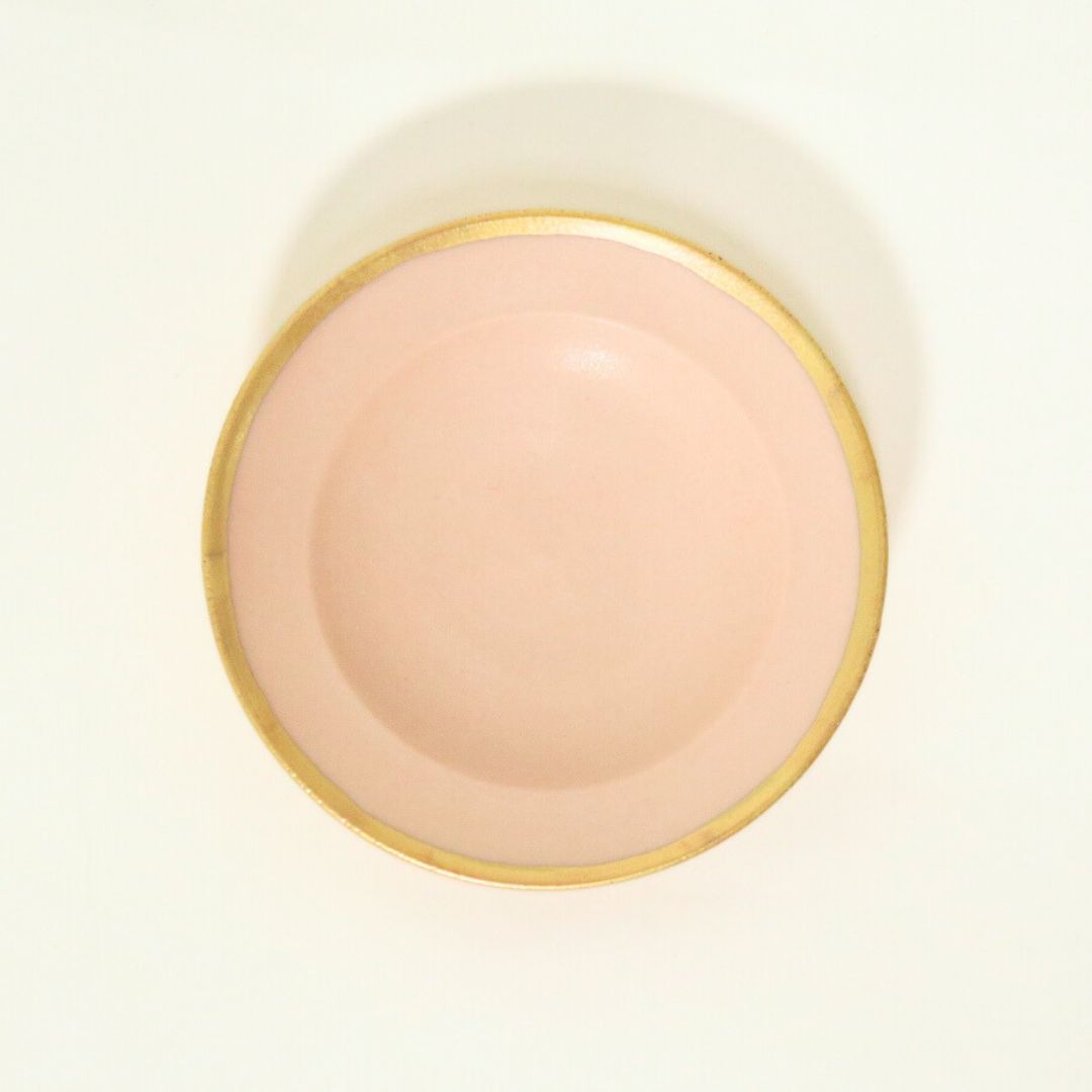 豆皿 金縁  マットピンク