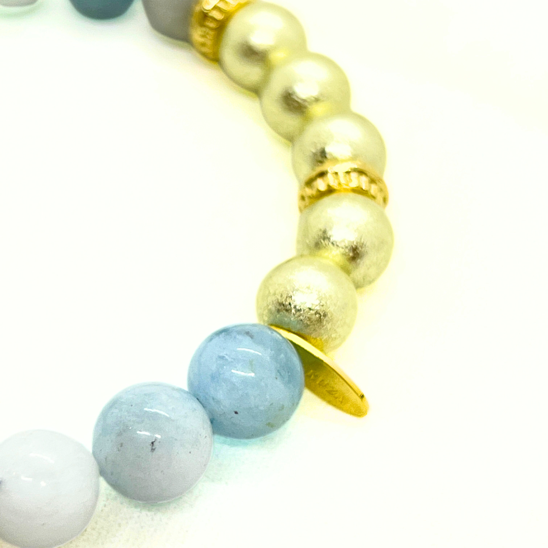 天然石ブレスレット　定色×アクアマリン