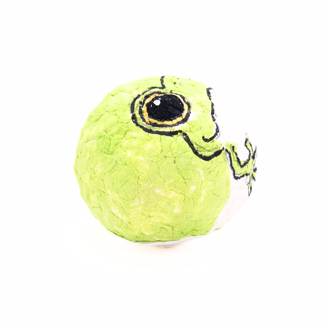 【越前和紙】手漉き和紙おきあがりこぼし　かえる-黄緑-