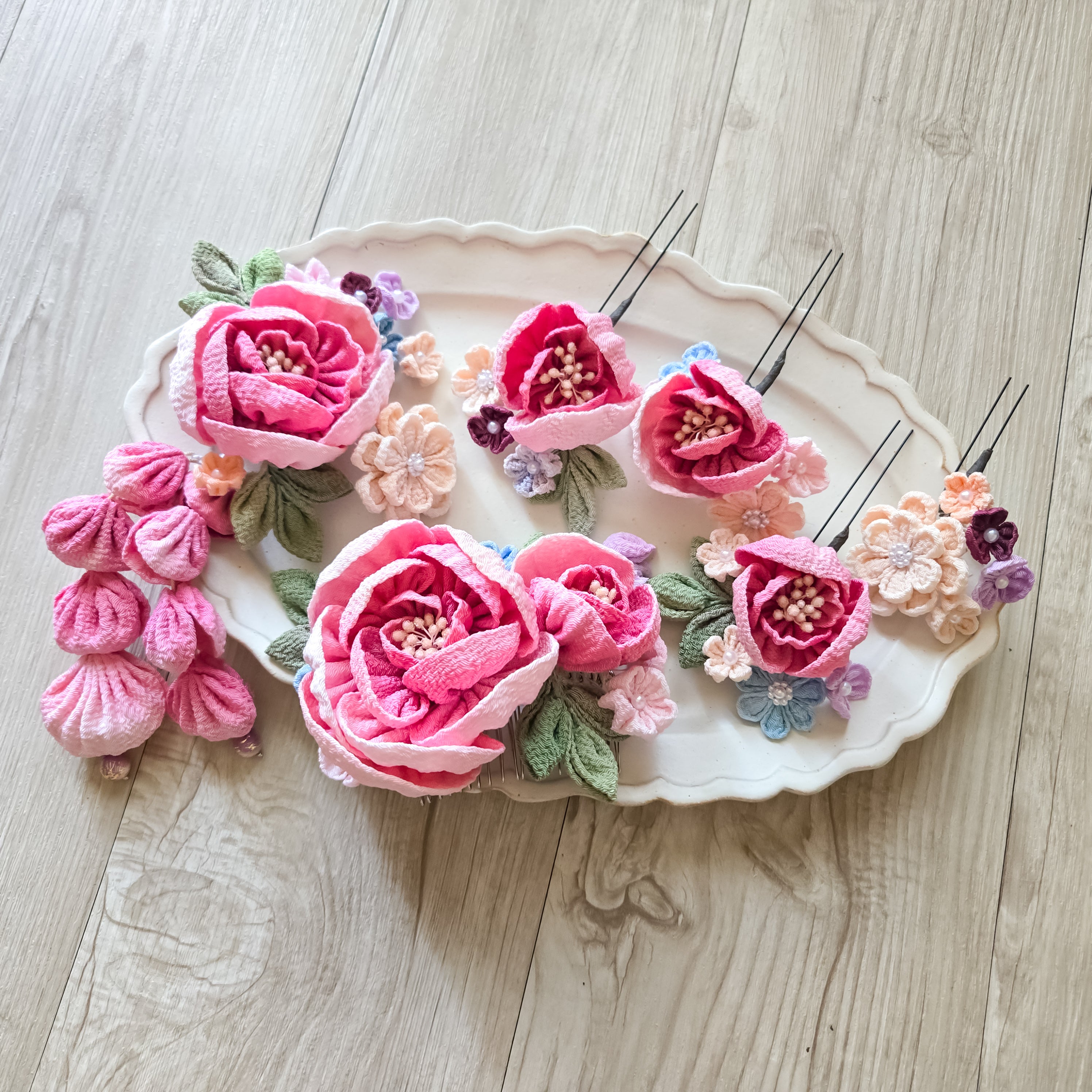 つまみ細工 振袖にあわせたセミオーダー髪飾り