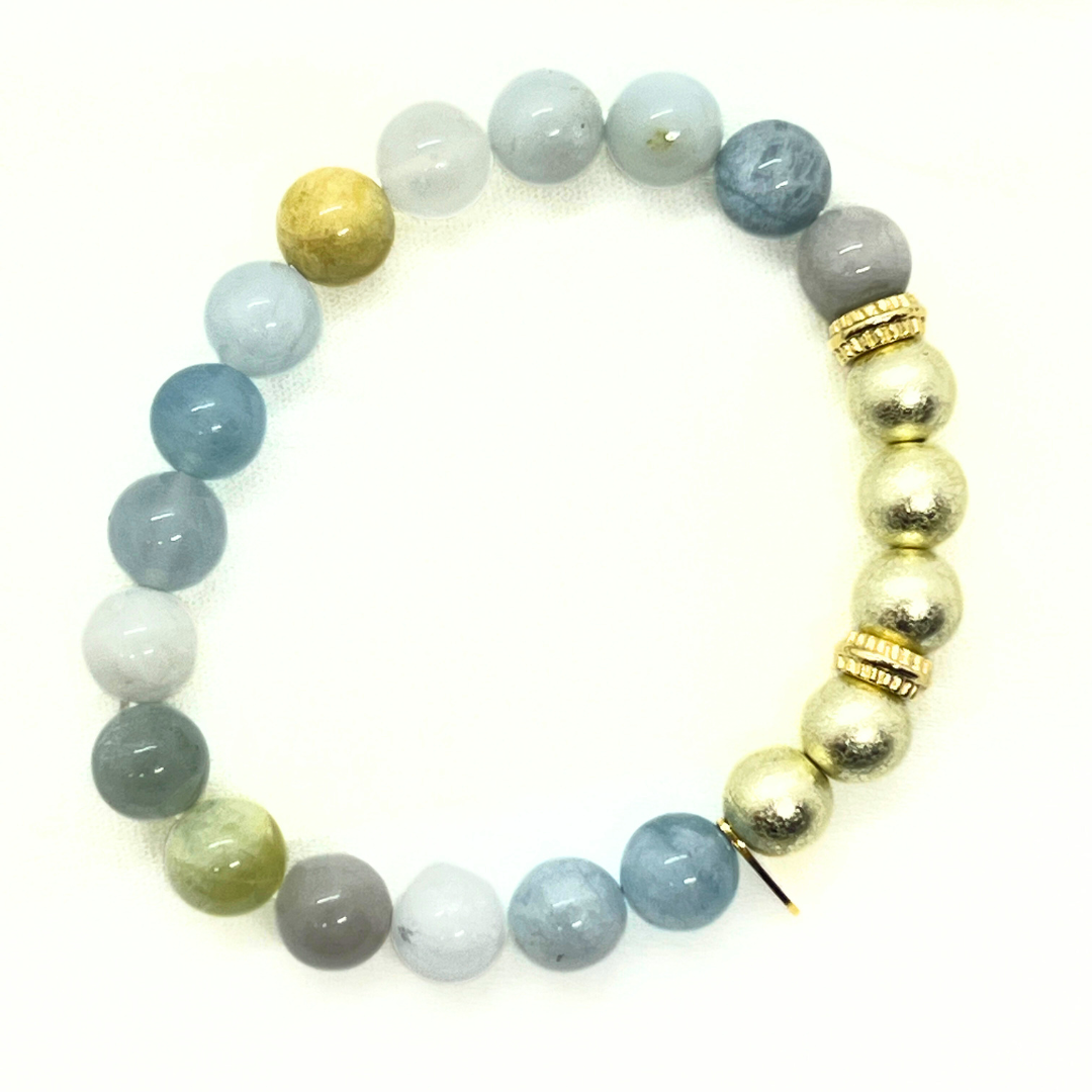 天然石ブレスレット　定色×アクアマリン