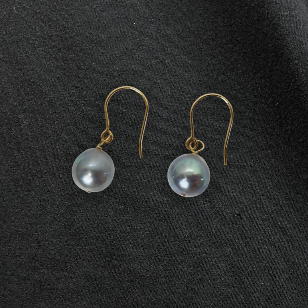 9mmパール フックピアス　ブルー