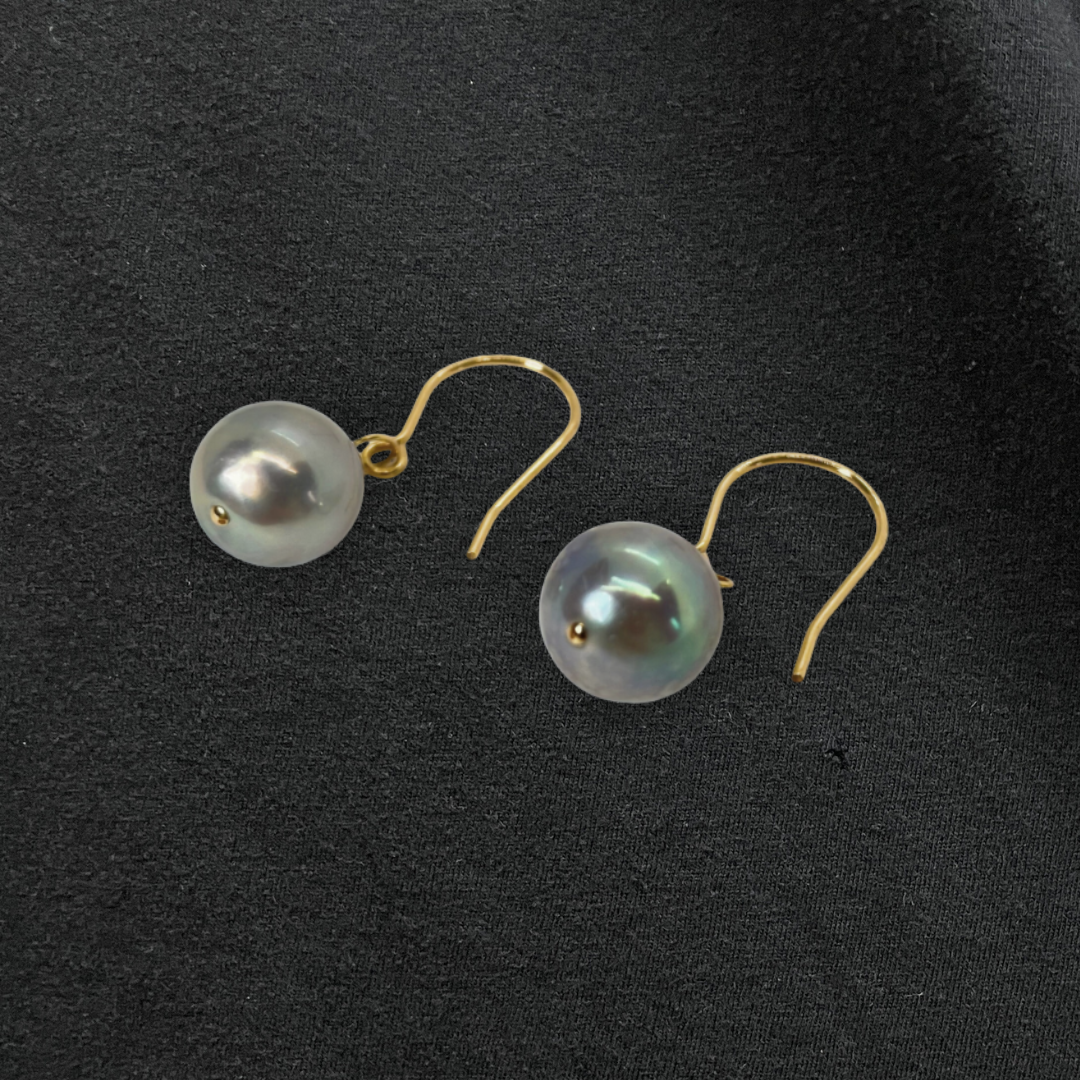 9mmパール フックピアス　ブルー
