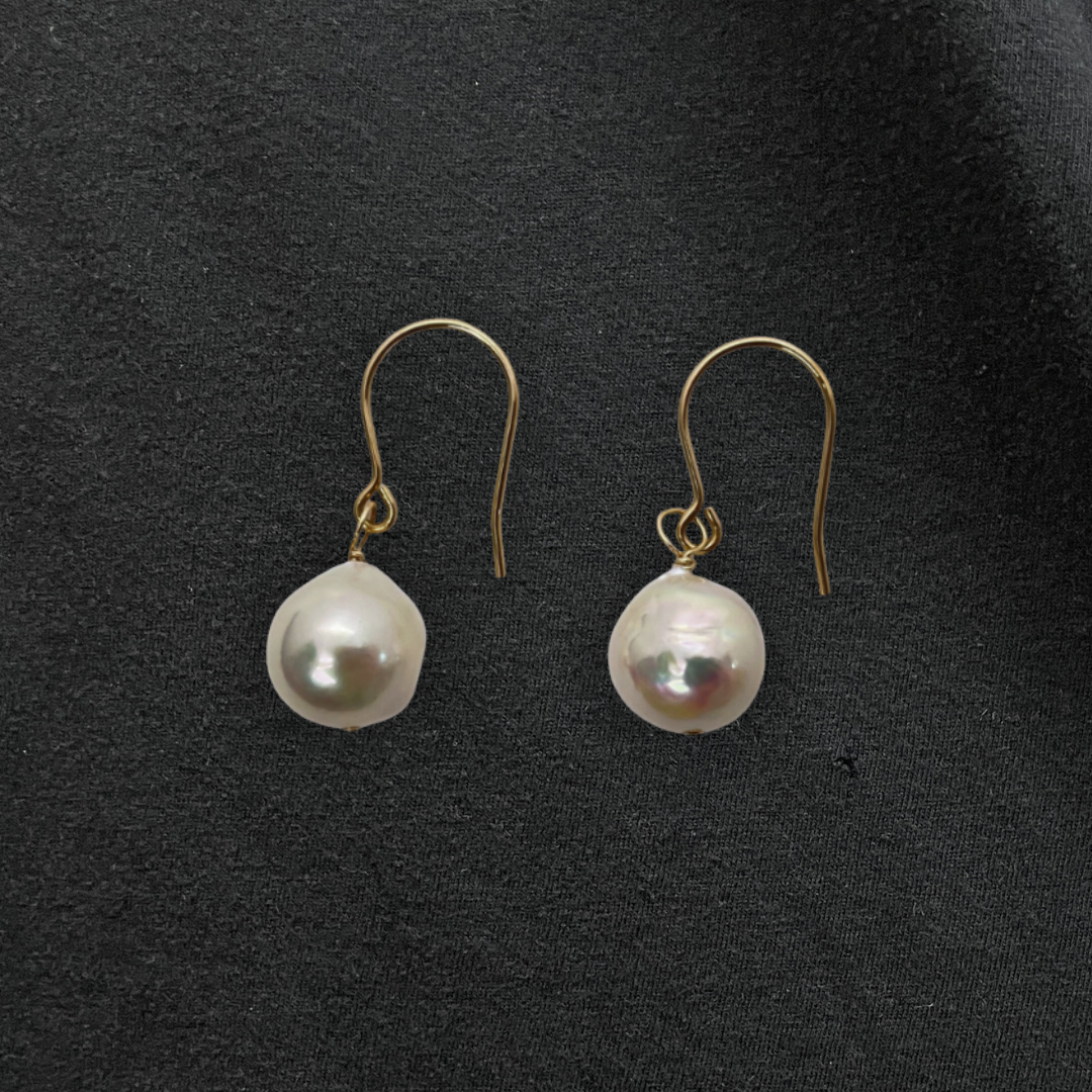 9mmパール フックピアス　ホワイト
