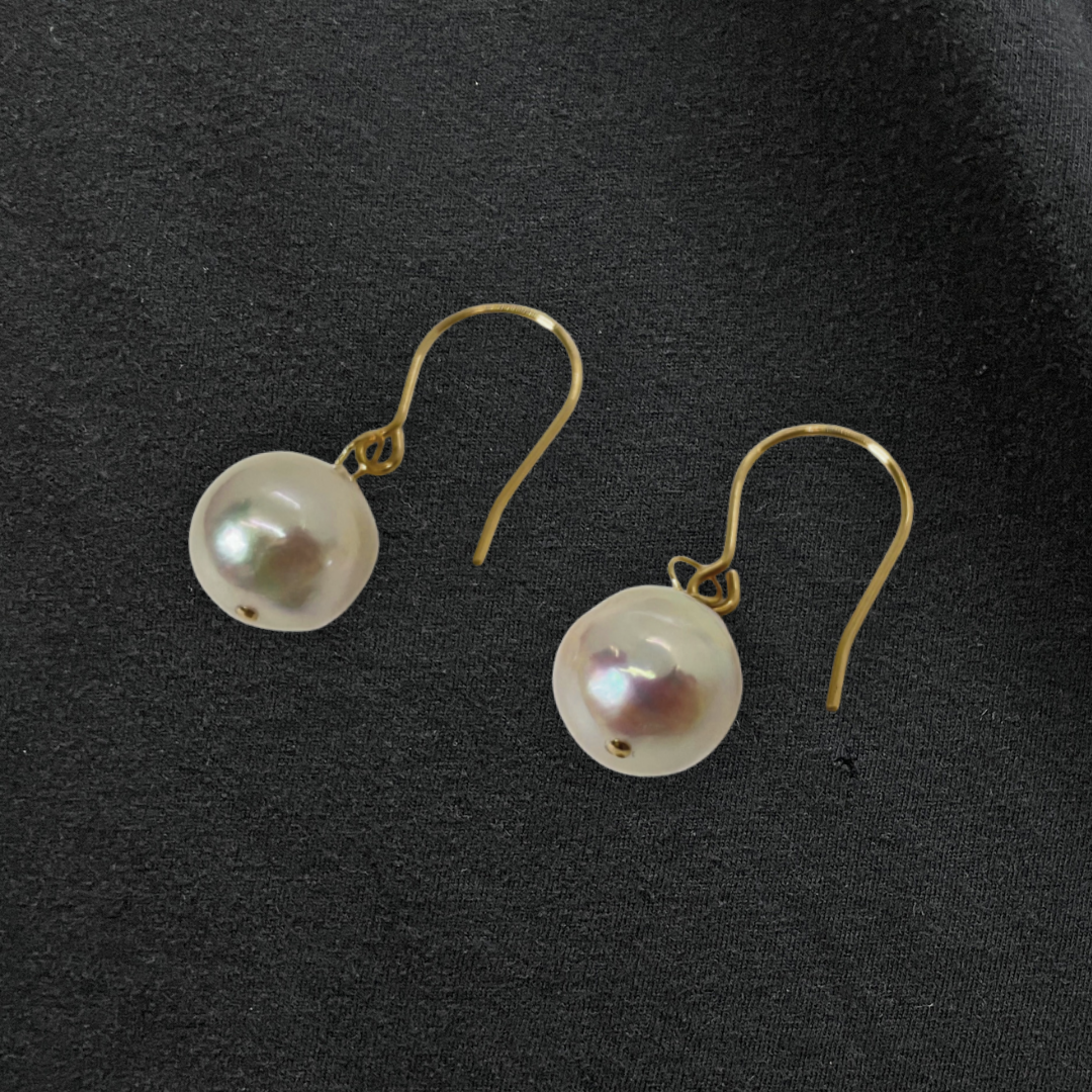 9mmパール フックピアス　ホワイト
