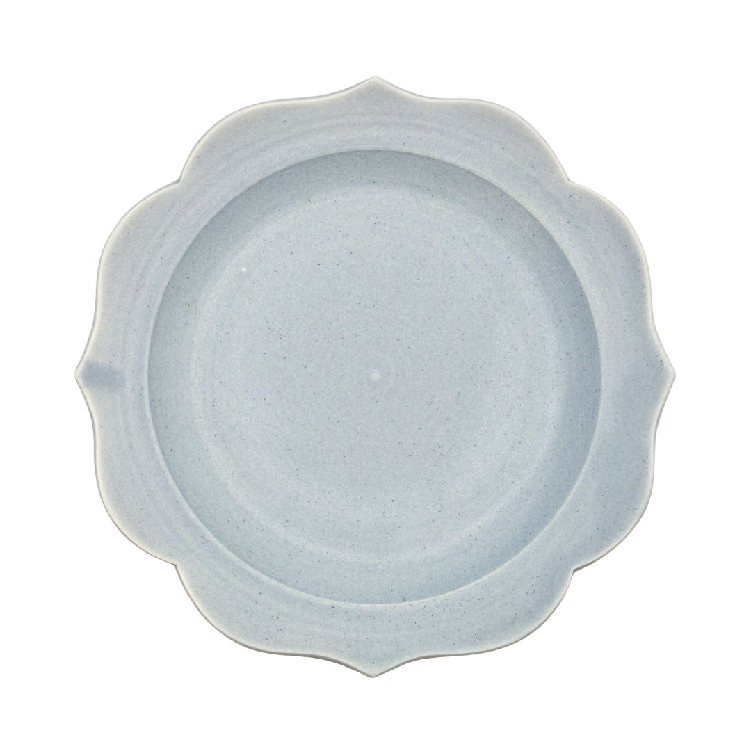 蓮花 リム皿 (深) マットブルー（化粧箱入り）