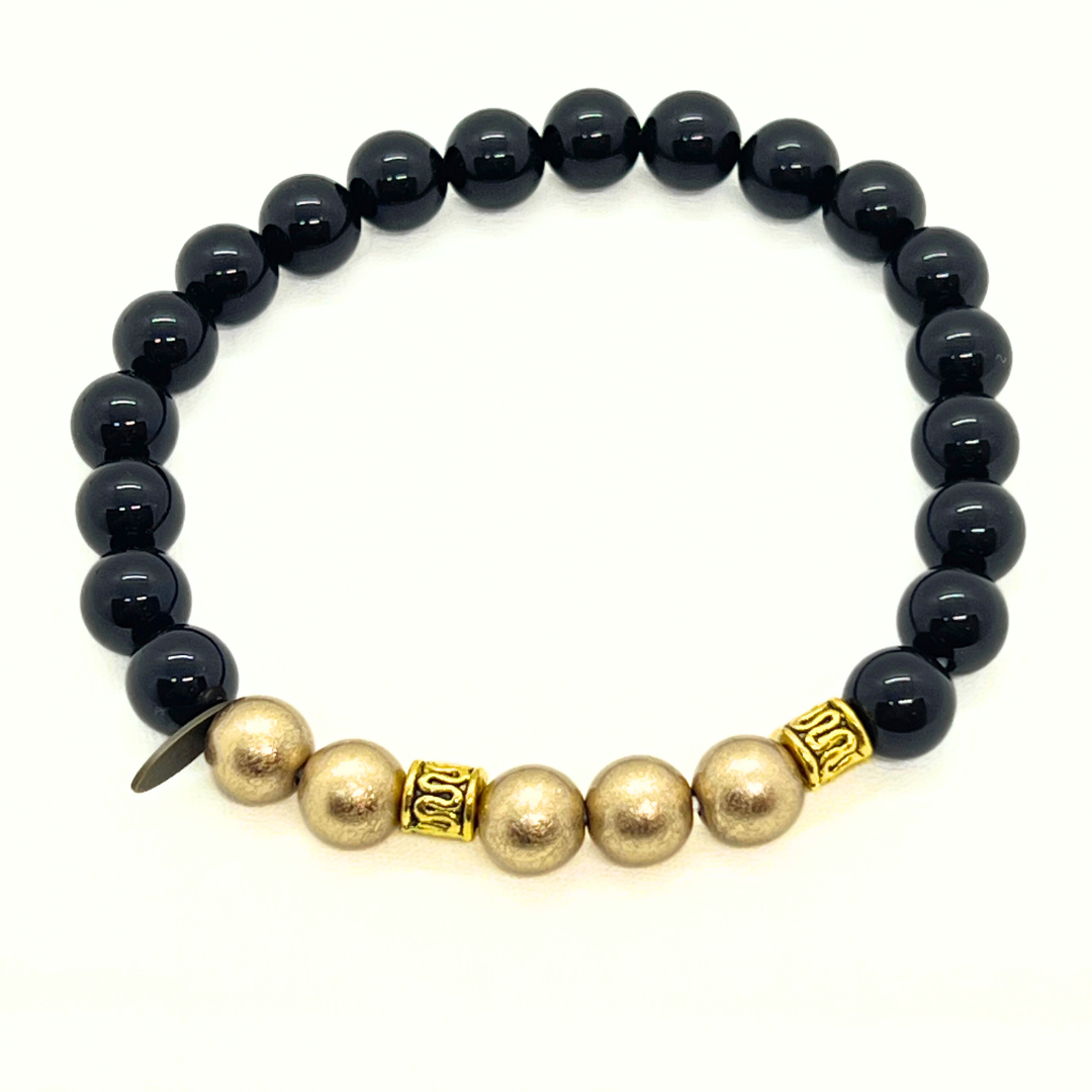 天然石ブレスレット　久遠色×オニキス