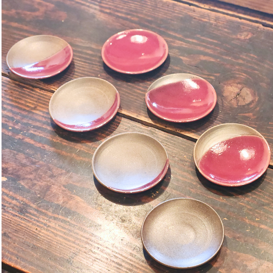 【越前焼】月の満ち欠け豆皿 7種セット(パープルハート)