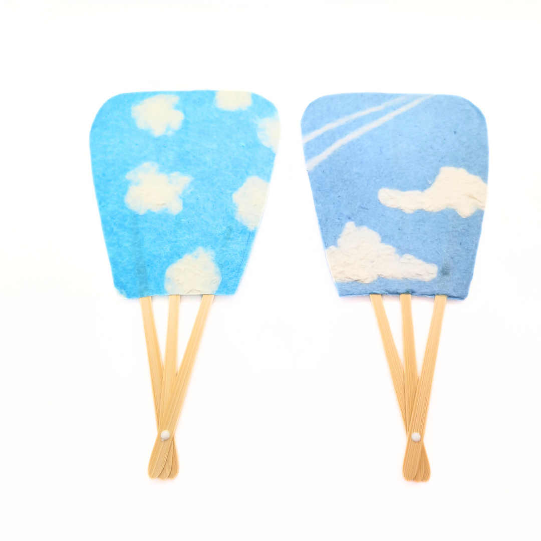 【越前和紙】うちわ小　飛行機雲