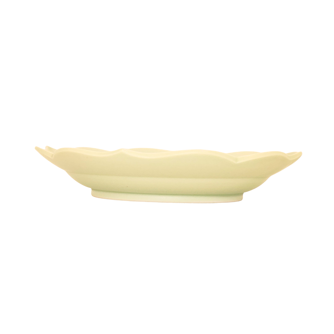 蓮花 リム皿 (深) マットグリーン（化粧箱入り）