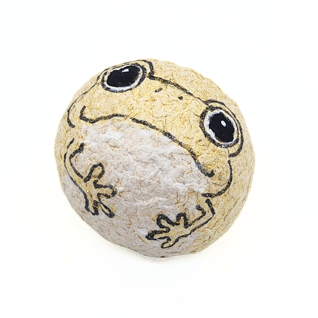 【越前和紙】手漉き和紙おきあがりこぼし　かえる-金-