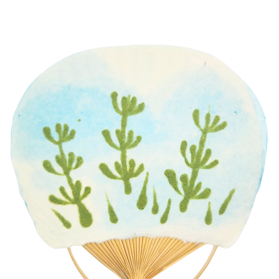 【越前和紙】手漉きうちわ中　金魚　水草