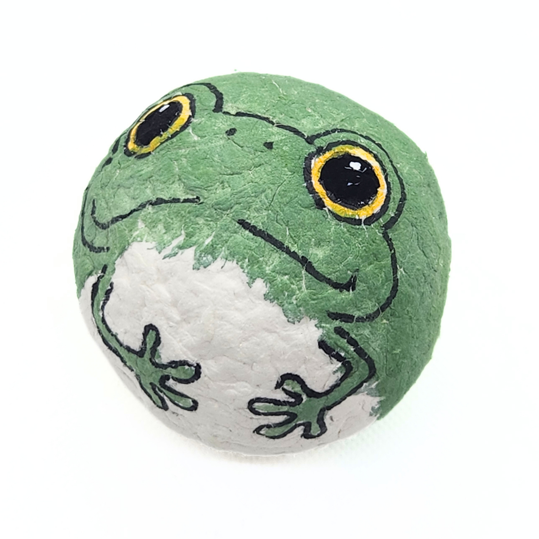 【越前和紙】手漉き和紙おきあがりこぼし　かえる-緑-