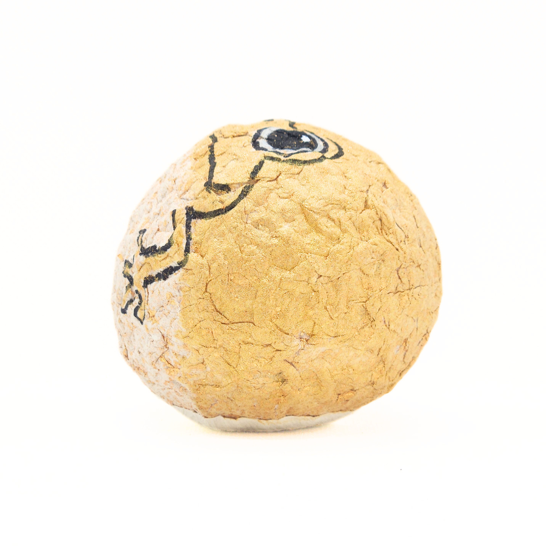 【越前和紙】手漉き和紙おきあがりこぼし　かえる-金-