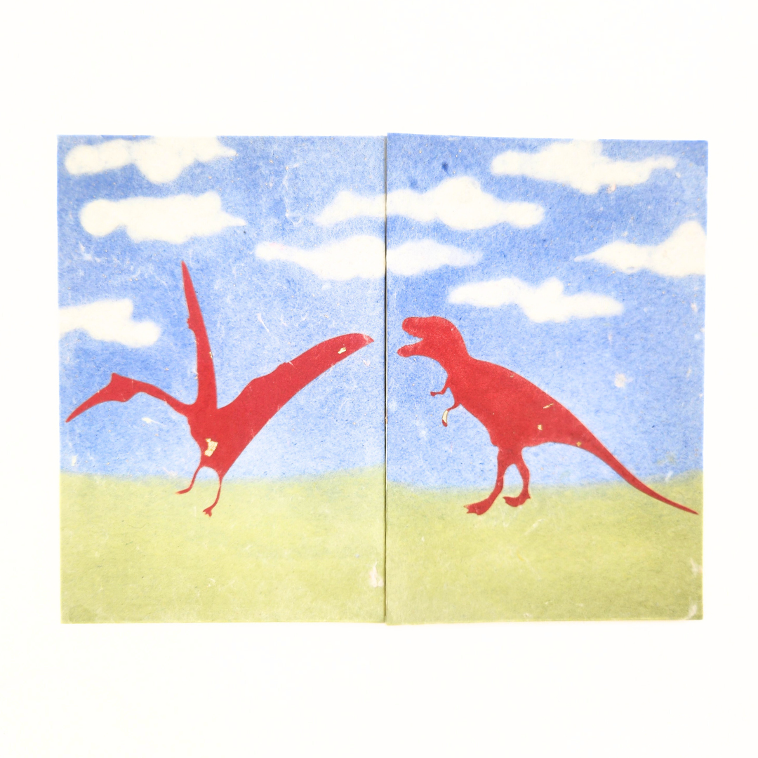 【越前和紙】御竜印帳 青空と草原 ティラノサウルス×プテラノドン
