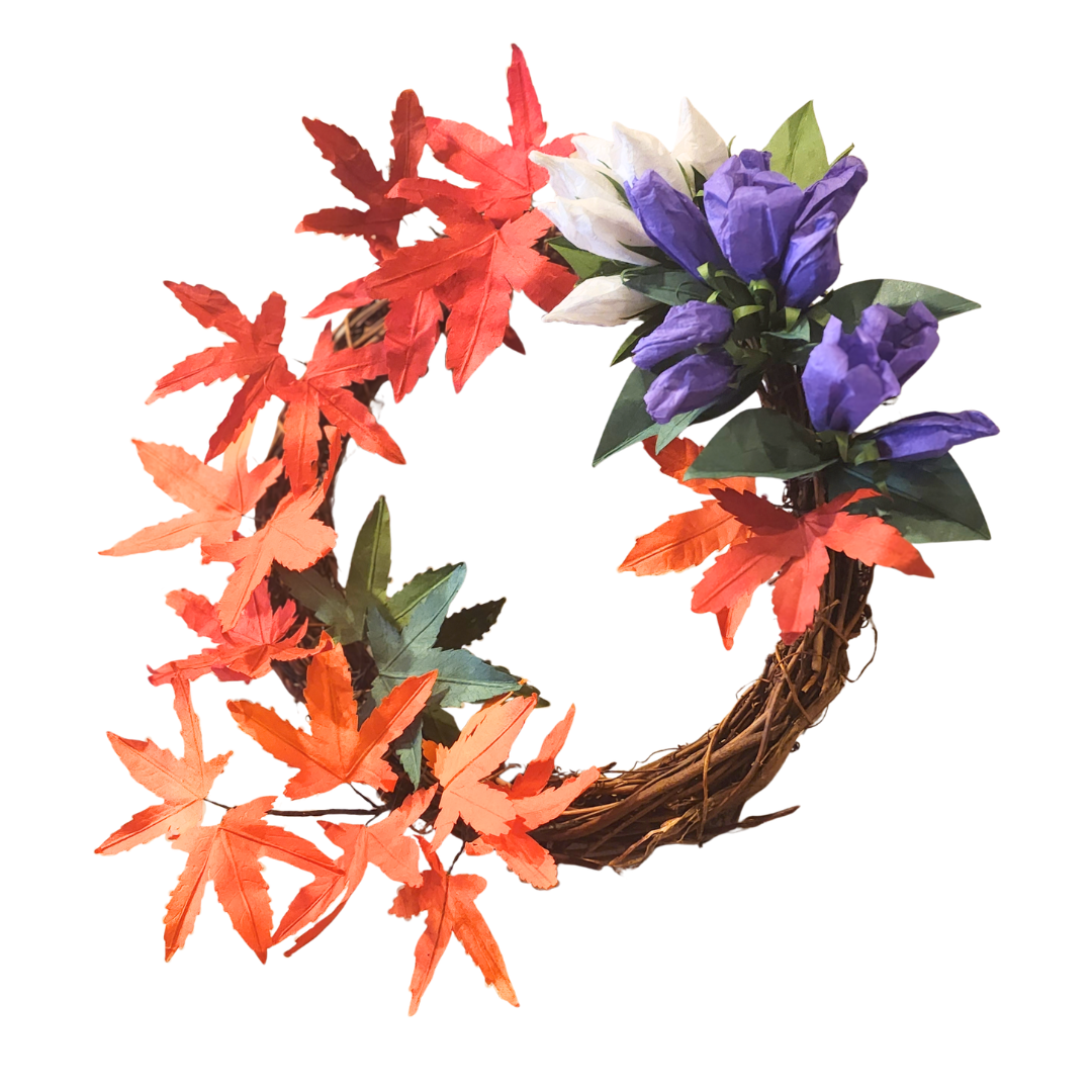 越前和紙の花 ウォールアート　紅葉と竜胆