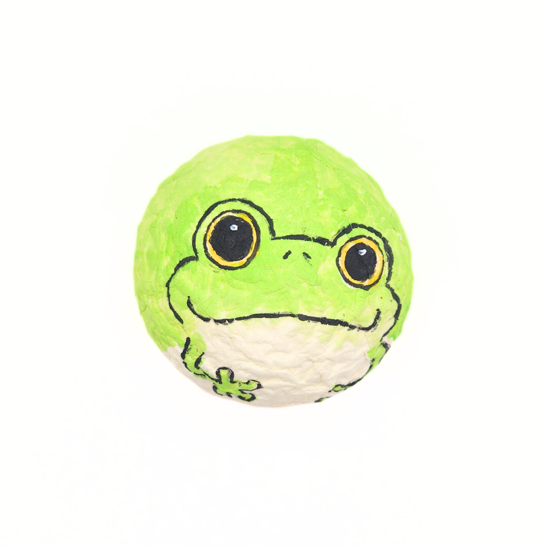 【越前和紙】手漉き和紙おきあがりこぼし　かえる-緑-