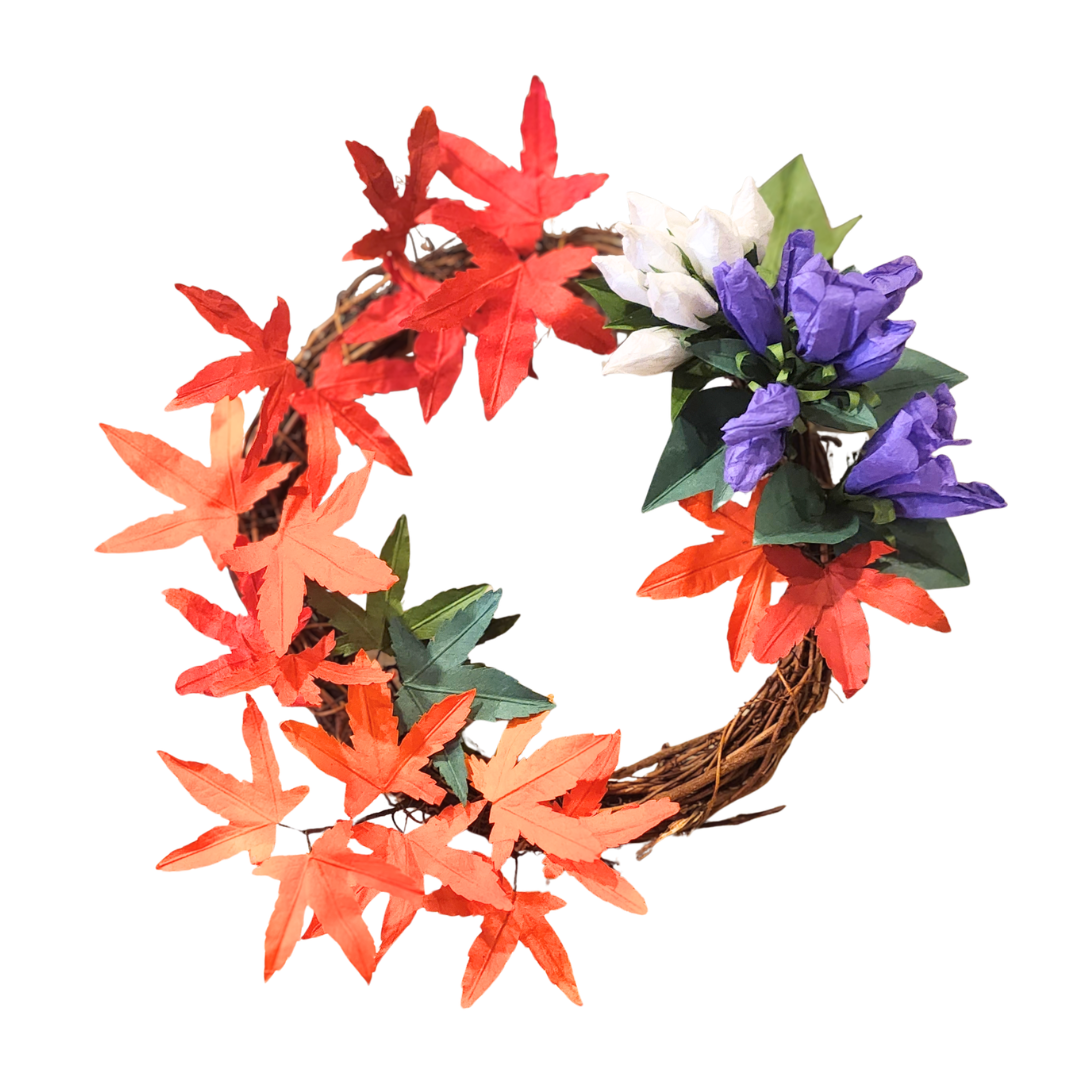 越前和紙の花 ウォールアート　紅葉と竜胆