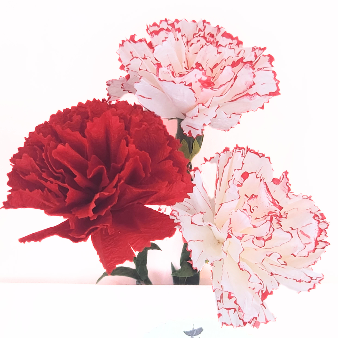 越前和紙の花　カーネーションボックス(赤)