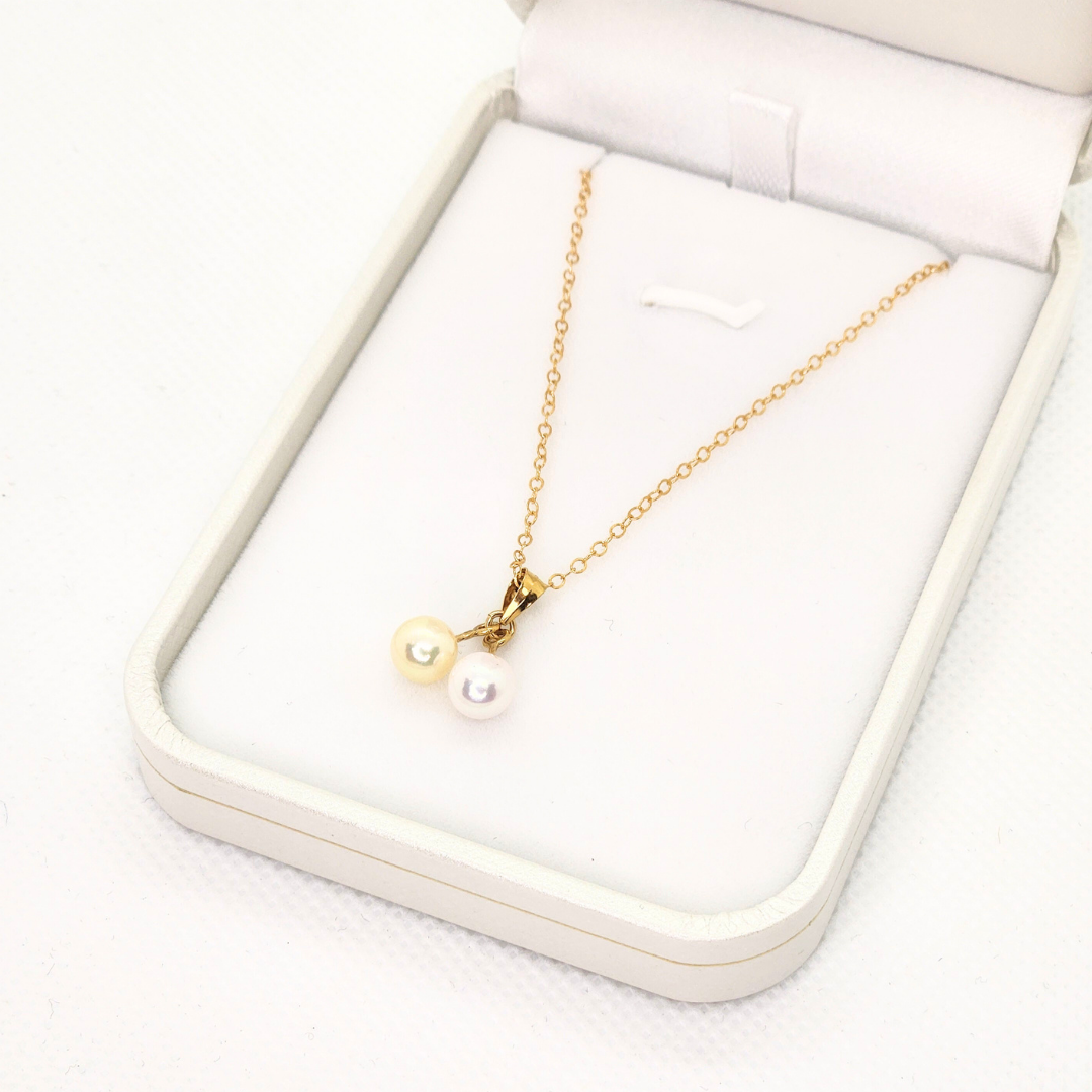 6mm二粒ペンダント　ゴールド