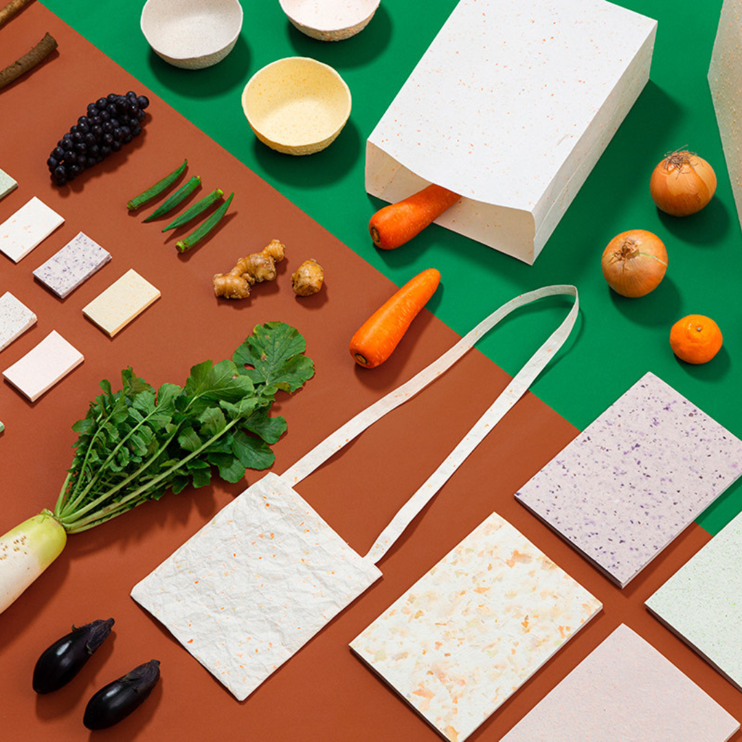 Food Paper -野菜や果物からできた楕円トレイ-　みかん