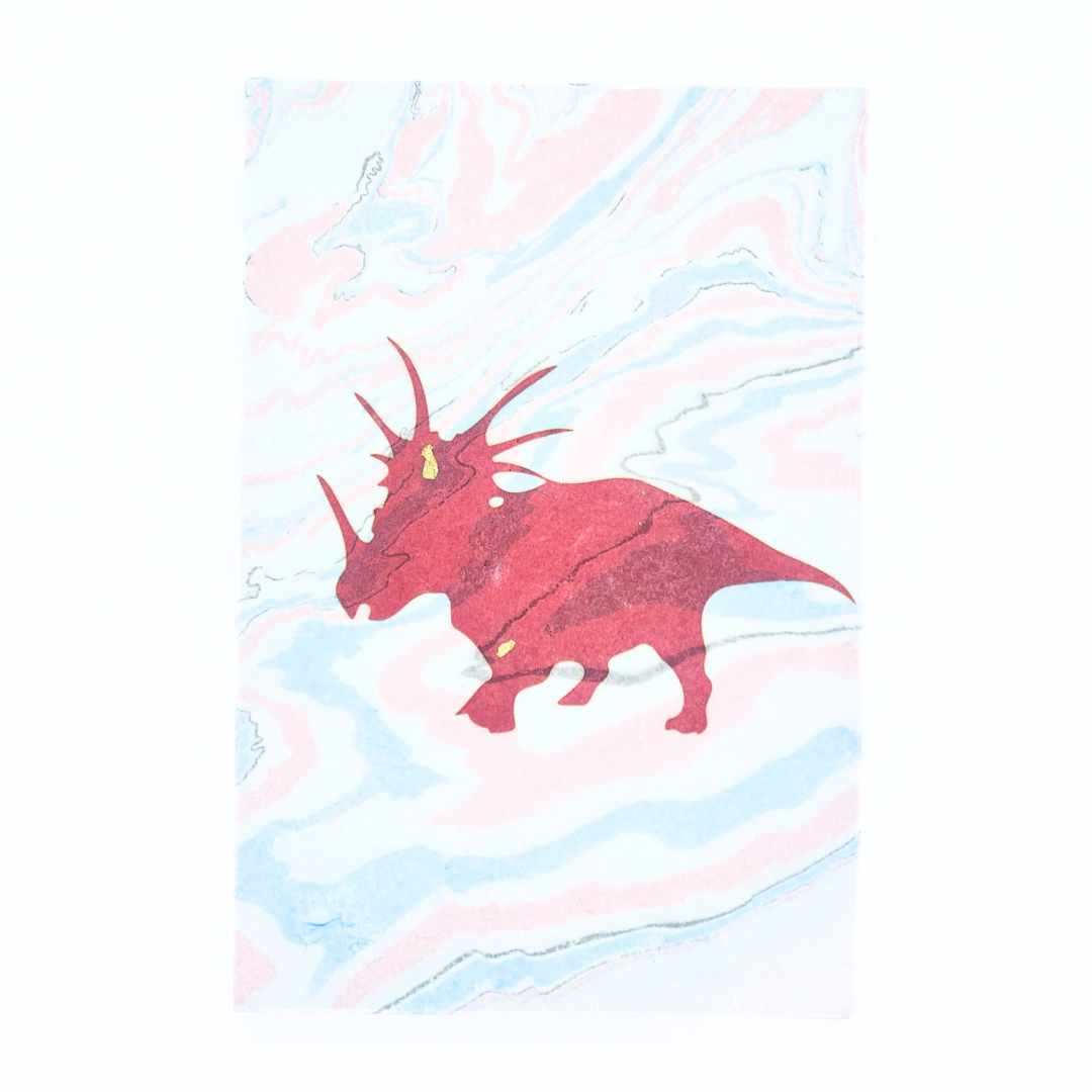 【越前和紙】御竜印帳 水彩 縞柄 トリケラトプス×プテラノドン