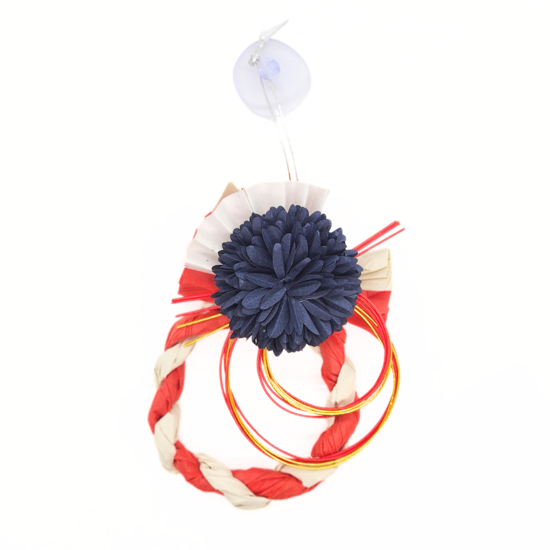 【越前和紙】車用　しめ飾り　紺