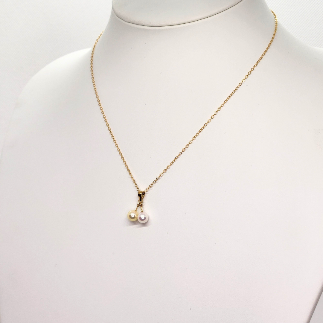 6mm二粒ペンダント　ゴールド