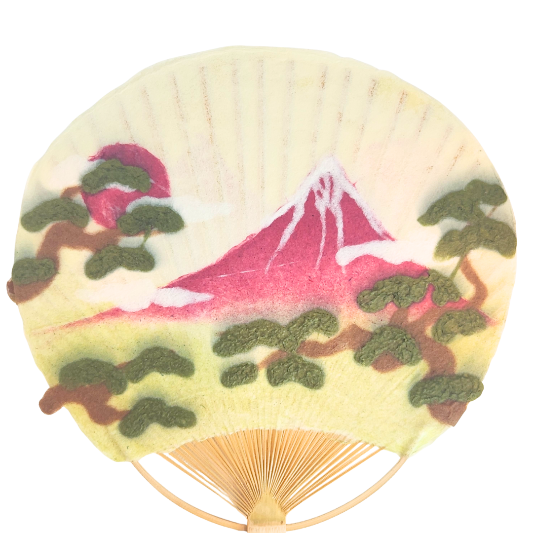 【越前和紙】手漉きうちわ大　松富士　