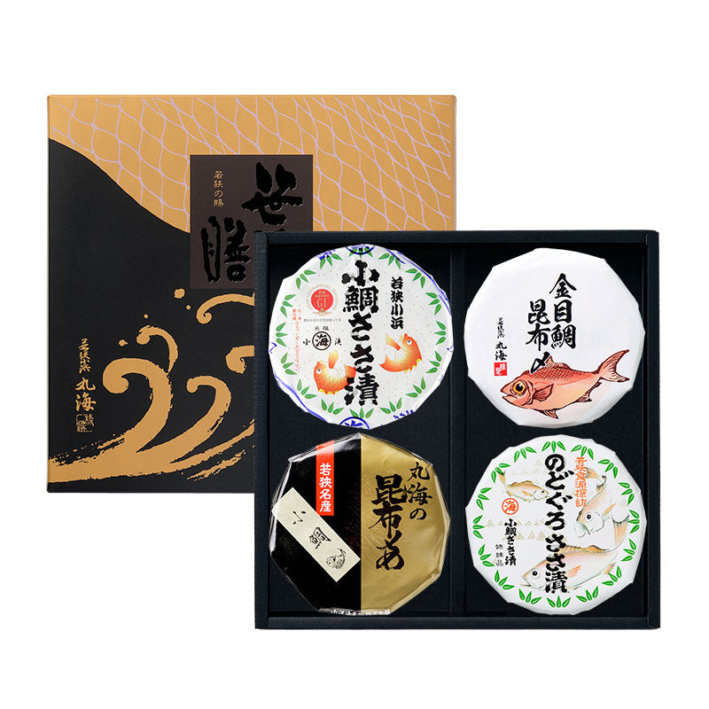 笹漬膳 4ヶ入(小鯛ささ漬 金目鯛昆布〆め 小鯛昆布〆め のどぐろささ漬)(※配送料別)