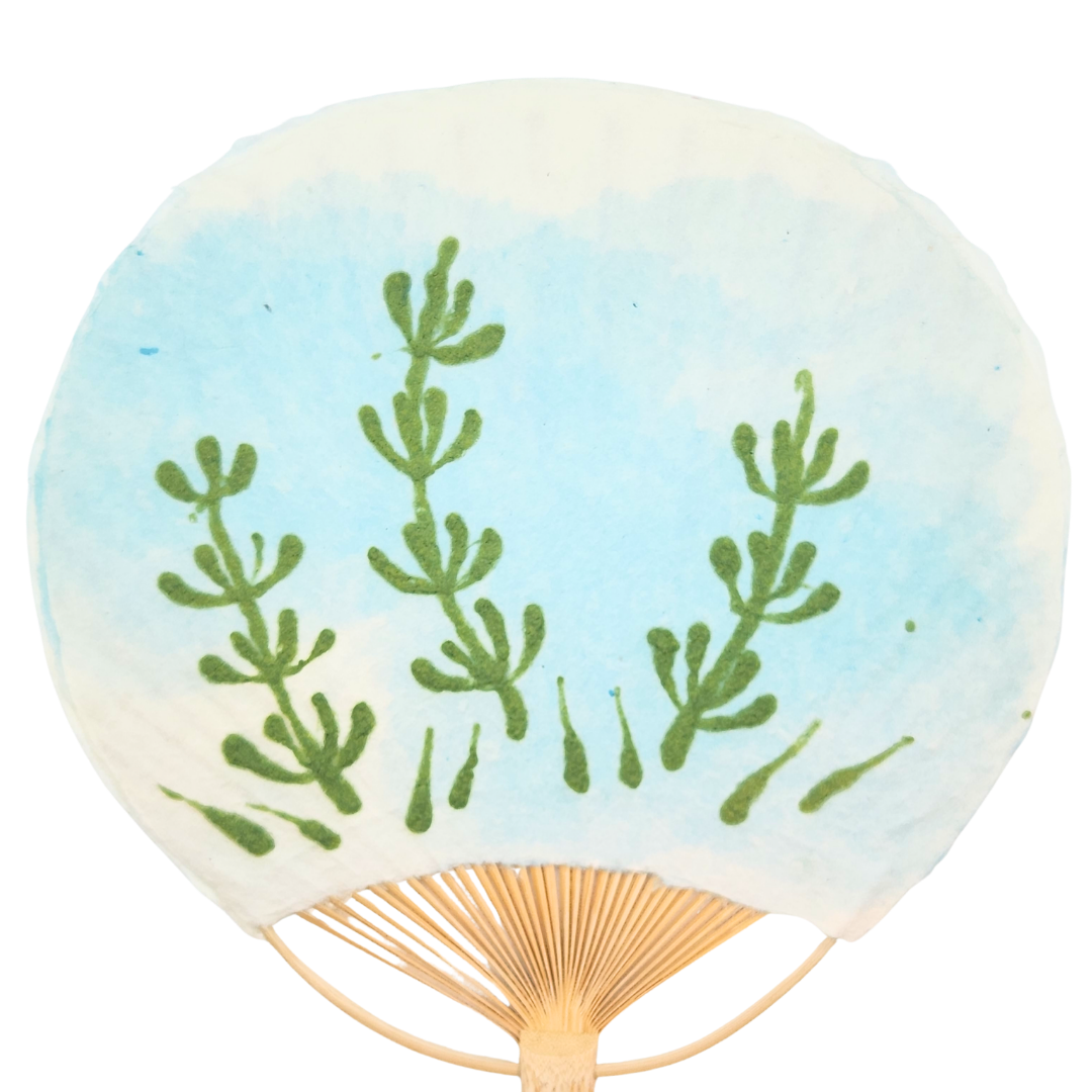 【越前和紙】手漉きうちわ大 　金魚　水草