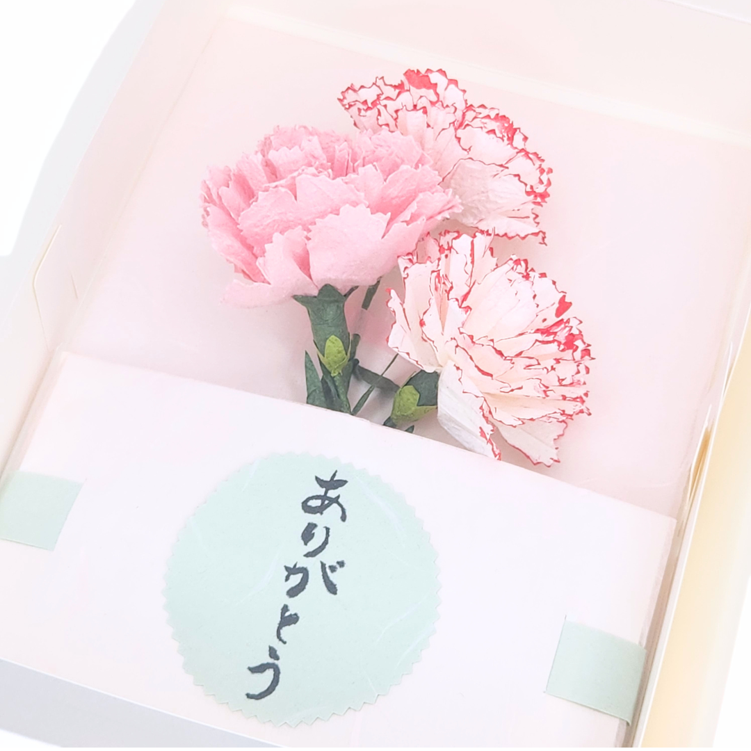 越前和紙の花　カーネーションボックス(ピンク)