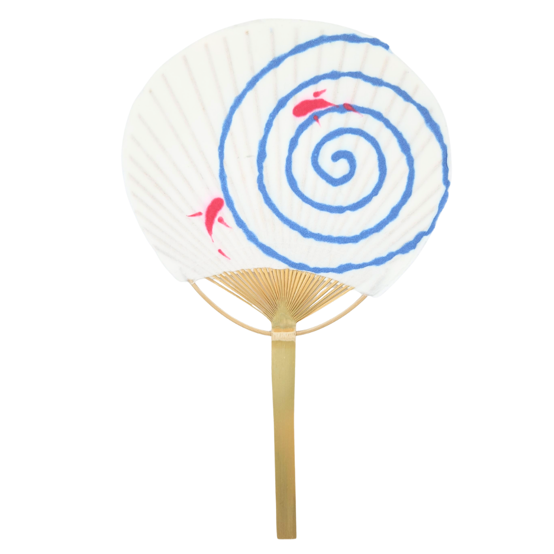 【越前和紙】手漉きうちわ大 　金魚　波紋