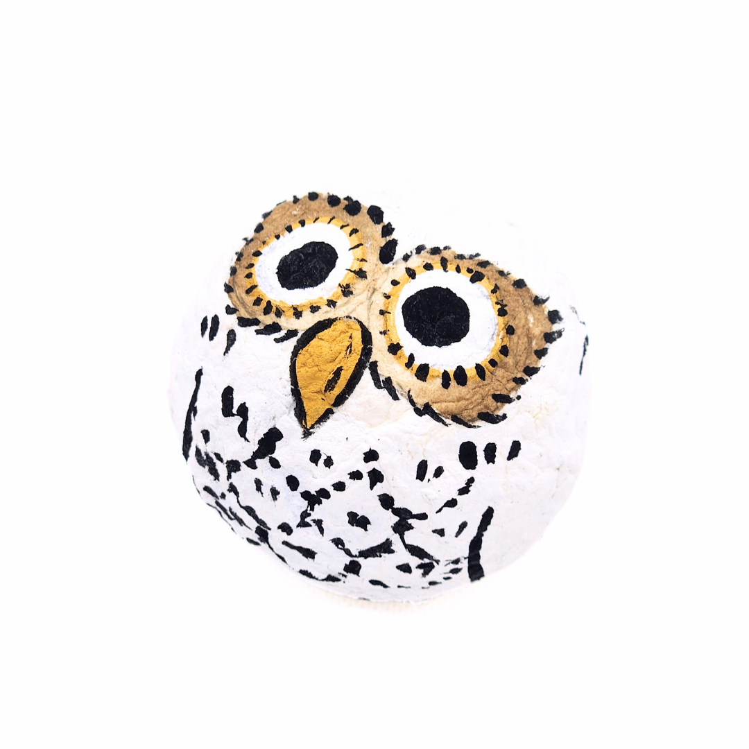 【越前和紙】手漉き和紙おきあがりこぼし　フクロウ-白-