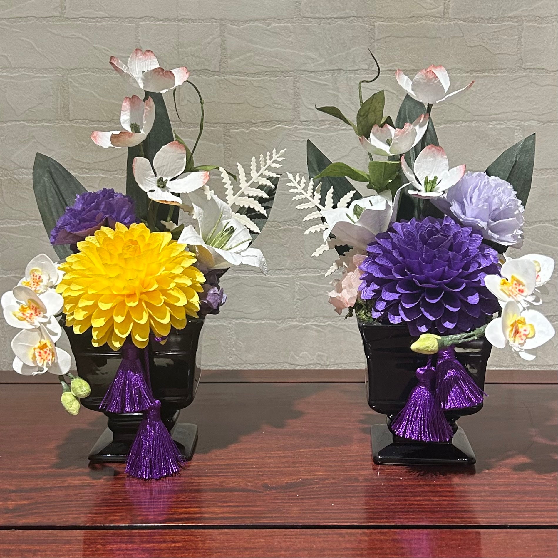 【越前和紙】お仏花　紫ダリア