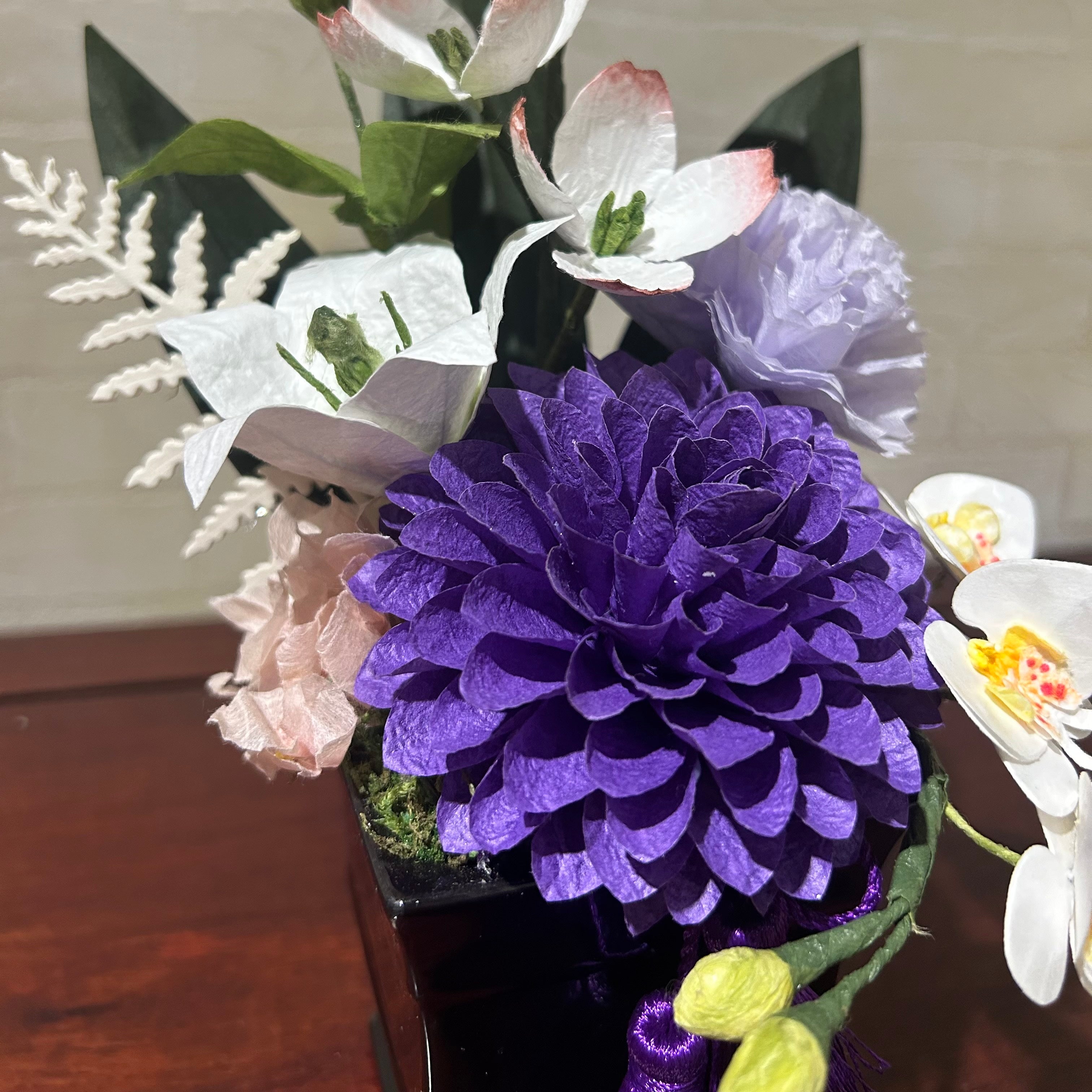 【越前和紙】お仏花　紫ダリア