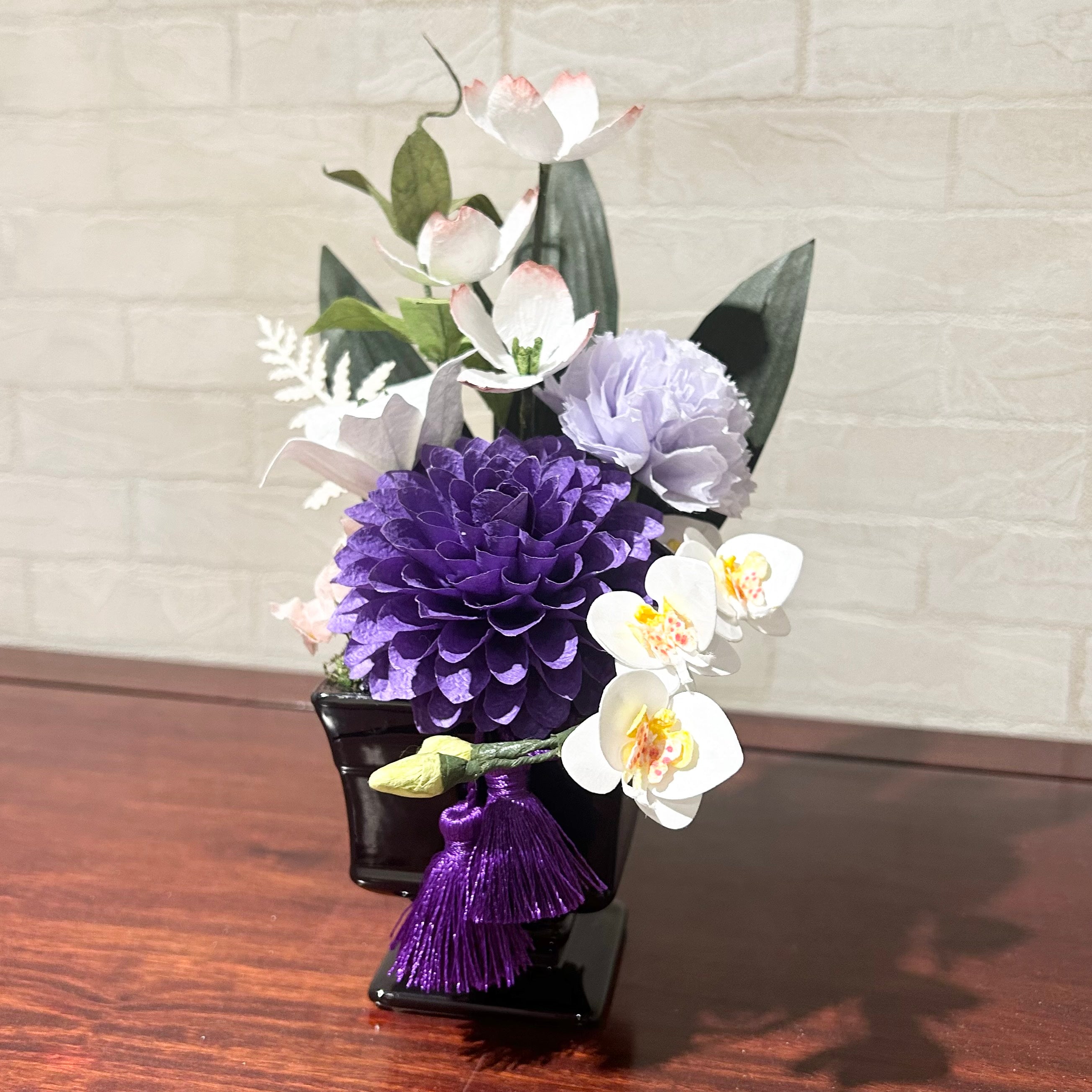【越前和紙】お仏花　紫ダリア