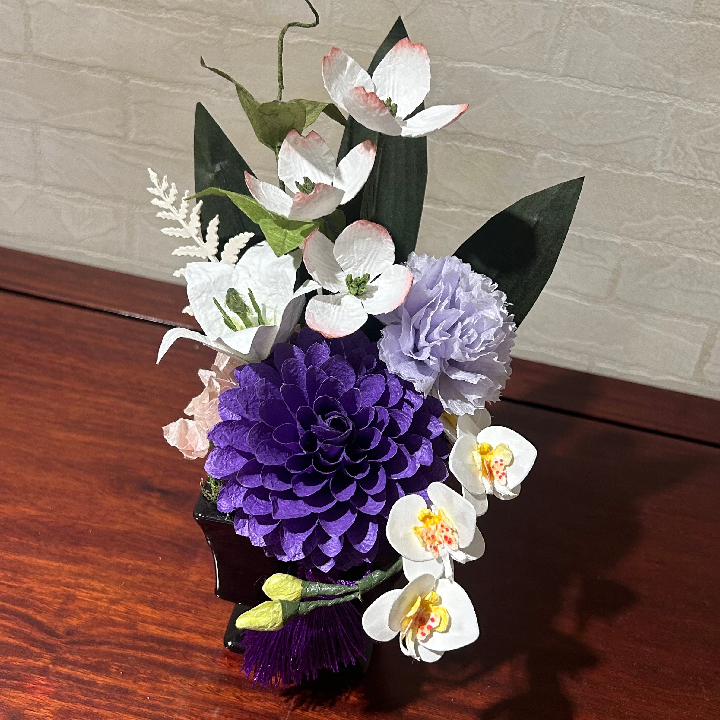 【越前和紙】お仏花　紫ダリア