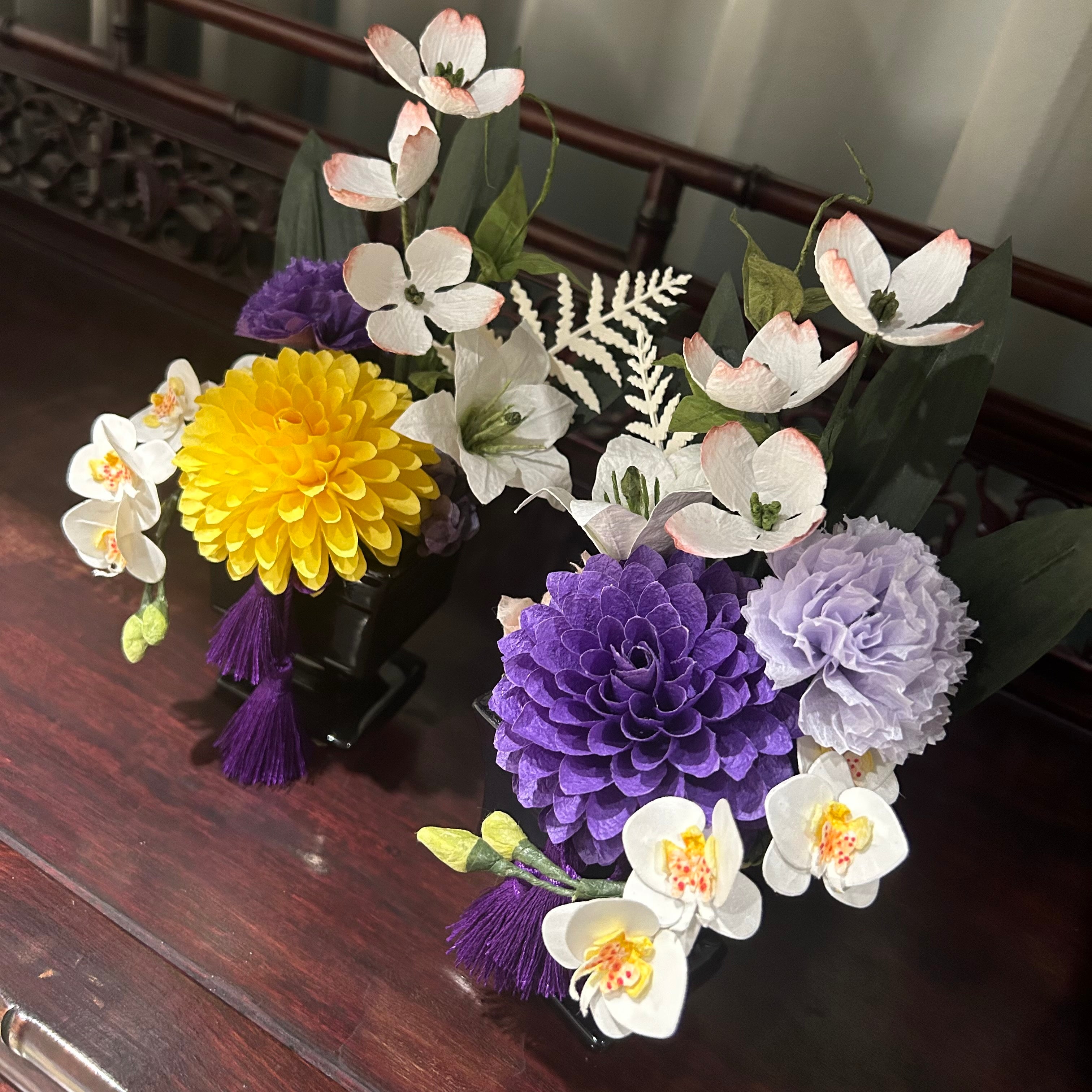 【越前和紙】お仏花　紫ダリア