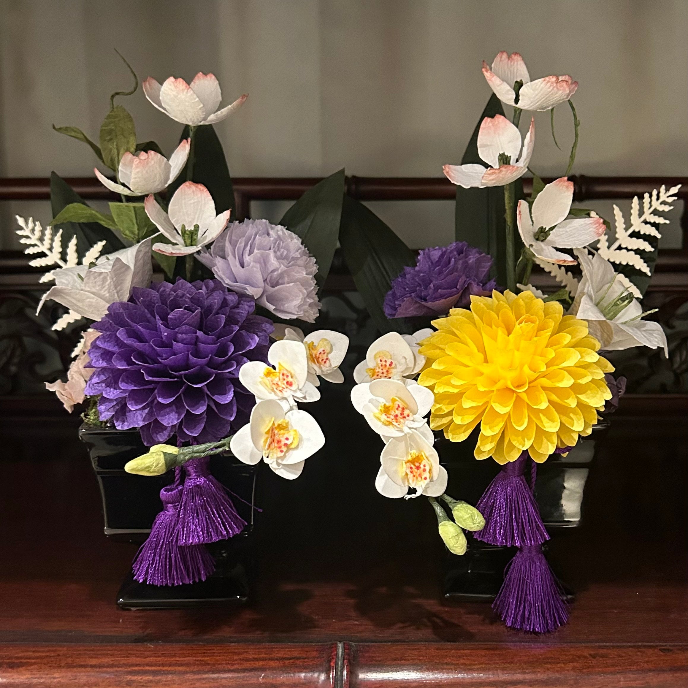 【越前和紙】お仏花　紫ダリア