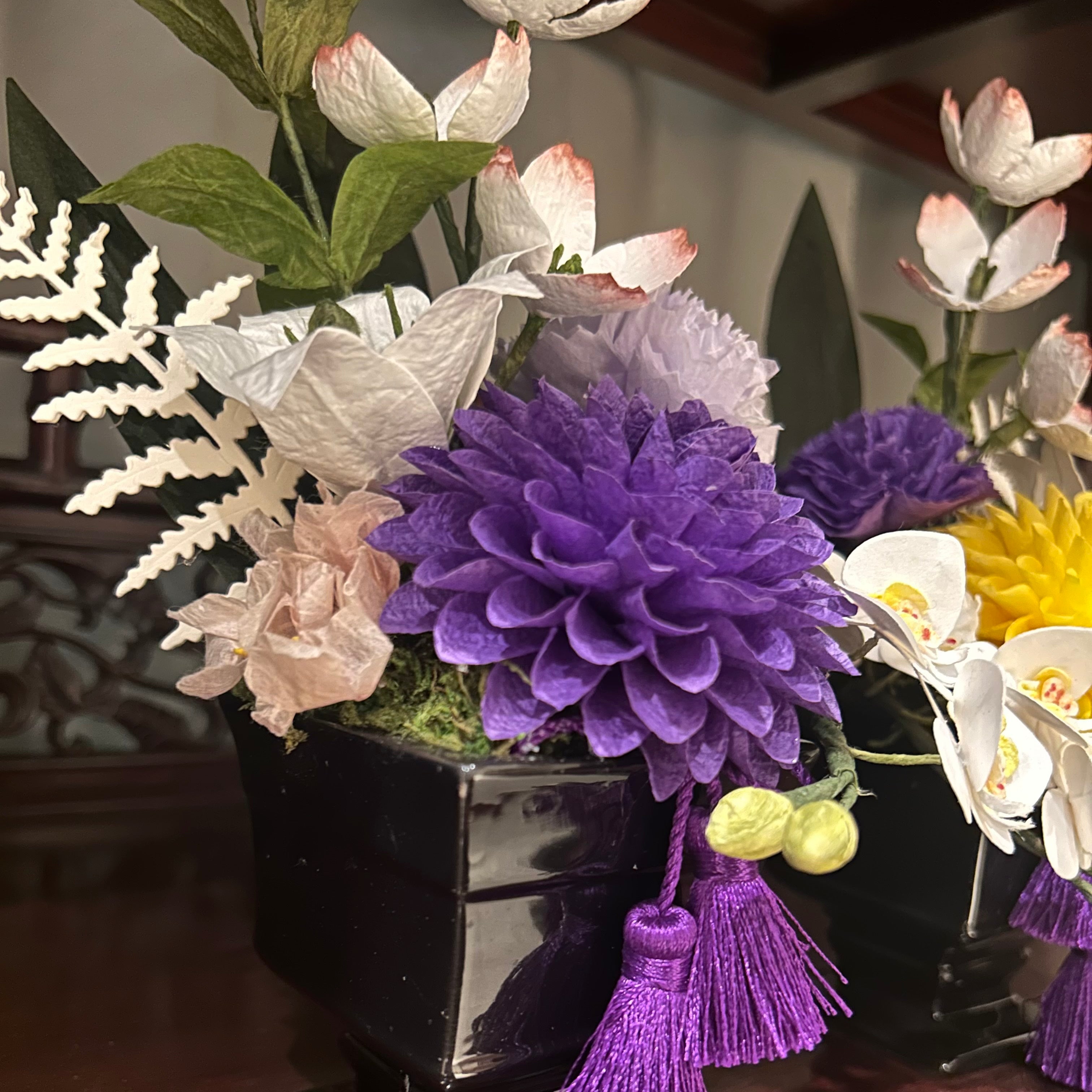 【越前和紙】お仏花　紫ダリア