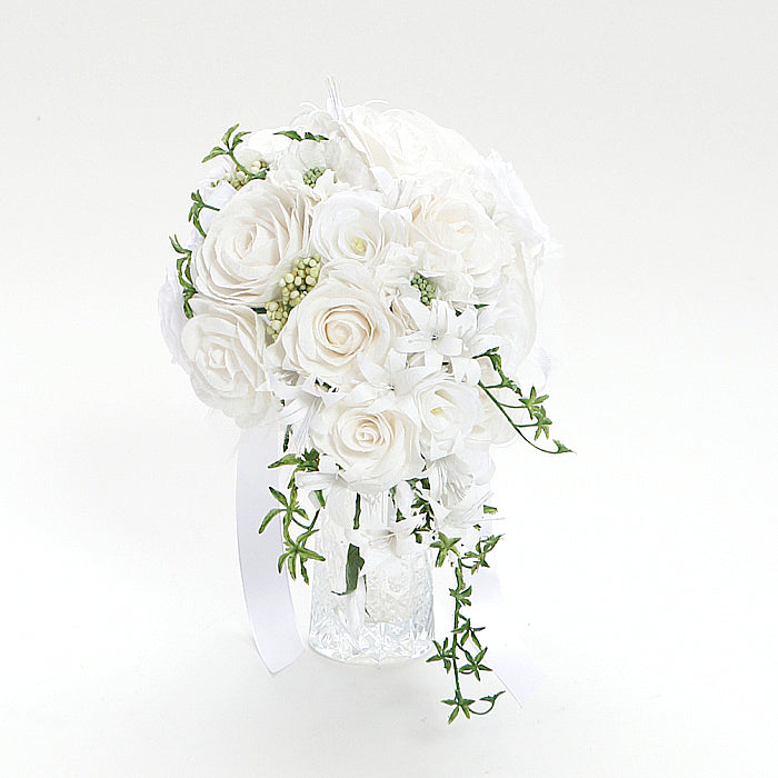 【越前和紙】和紙の花ウエディング・ティアドロップブーケ「スノーホワイト」